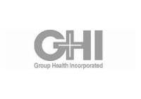 Gray logo showing the letters GHI with a plus sign integrated into the H, and the words Group Health Incorporated written below in smaller text.