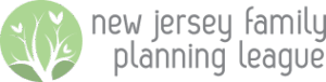 Logo for the New Jersey Family Planning League, featuring a stylized white tree with heart-shaped leaves inside a green circle, next to the organizations name in lowercase gray letters.