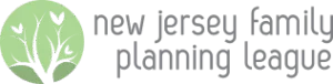 Logo for the New Jersey Family Planning League, featuring a stylized white tree with heart-shaped leaves inside a green circle, next to the organizations name in lowercase gray letters.