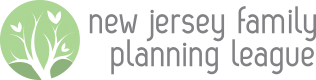 Logo for the New Jersey Family Planning League, featuring a stylized white tree with heart-shaped leaves inside a green circle, next to the organizations name in lowercase gray letters.